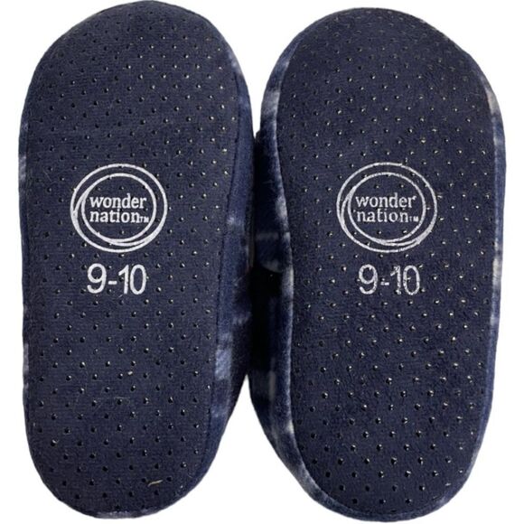 Plaid Fleece Houseshoes Slippers Toddler Boys Blue Fleece Slip Resistant NWT - Picture 4 of 7